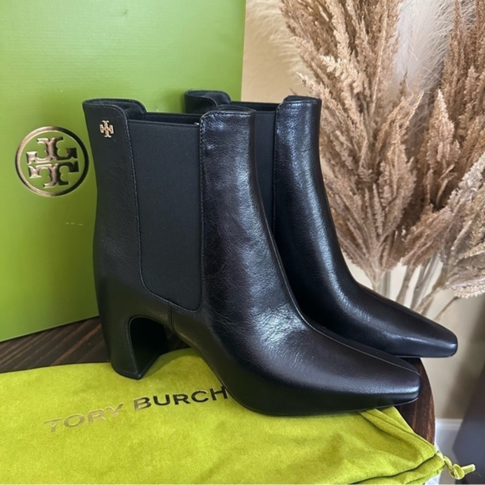 Tory Burch Banana Chelsea Boot Sleek Black Heeled Boots